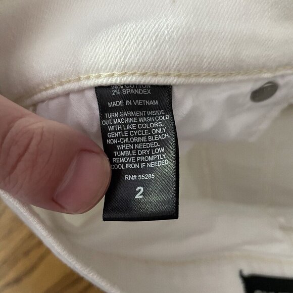 Express 2 White Denim Boho Western Rodeo Festival High Rise Cutoff Jean Shorts - Picture 8 of 8